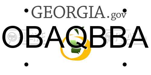 OBAQBBA Georgia License Plate