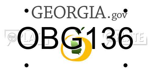 OBG136 Georgia License Plate