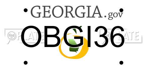 OBGI36 Georgia License Plate
