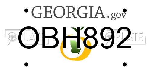 OBH892 Georgia License Plate