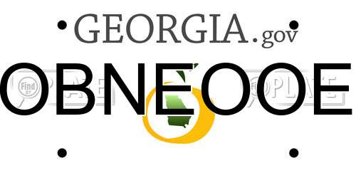 OBNEOOE Georgia License Plate