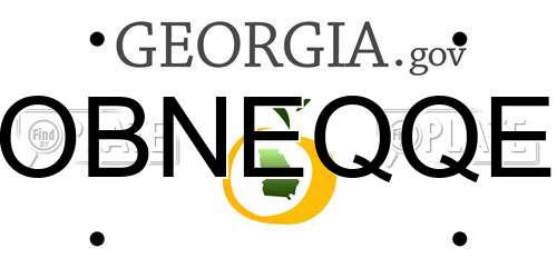 OBNEQQE Georgia License Plate