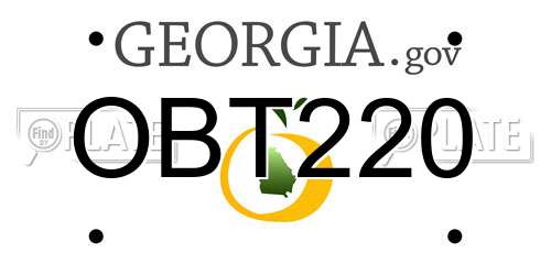 OBT220 Georgia License Plate
