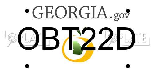 OBT22D Georgia License Plate