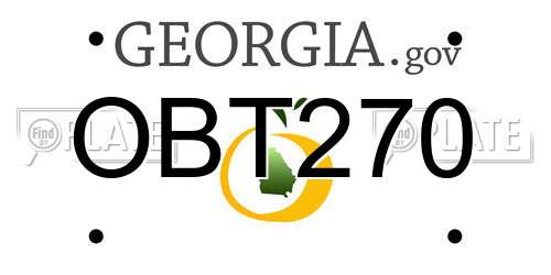 OBT270 Georgia License Plate