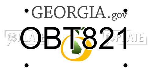 OBT821 Georgia License Plate