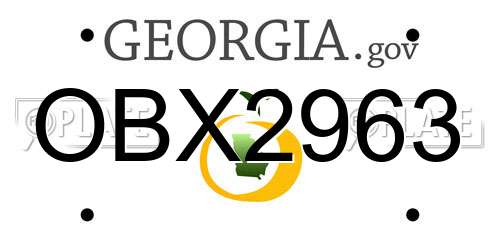 OBX2963 Georgia License Plate