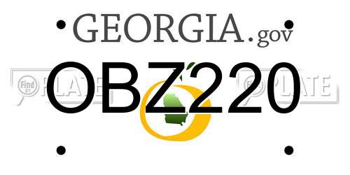 OBZ220 Georgia License Plate