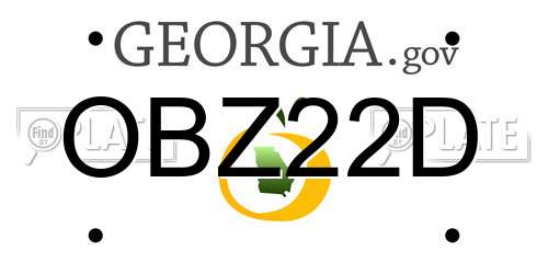 OBZ22D Georgia License Plate