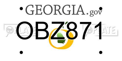 OBZ871 Georgia License Plate
