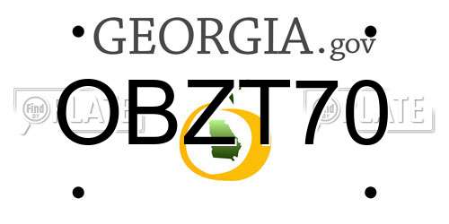 OBZT70 Georgia License Plate