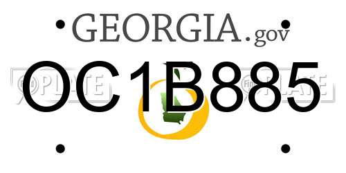OC1B885 Georgia License Plate