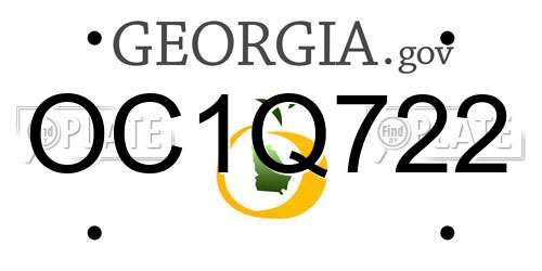 OC1Q722 Georgia License Plate