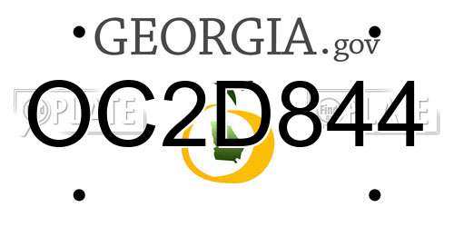 OC2D844 Georgia License Plate
