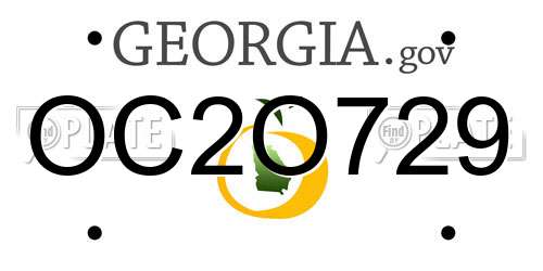 OC2O729 Georgia License Plate