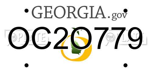 OC2O779 Georgia License Plate