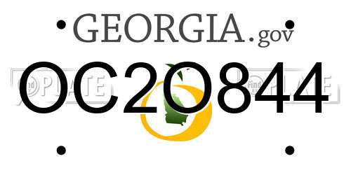 OC2O844 Georgia License Plate