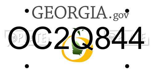 OC2Q844 Georgia License Plate