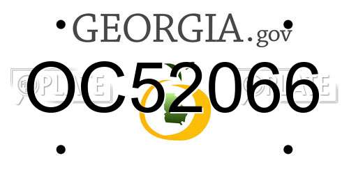 OC52066 Georgia License Plate