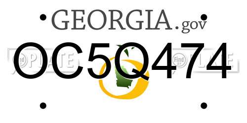 OC5Q474 Georgia License Plate
