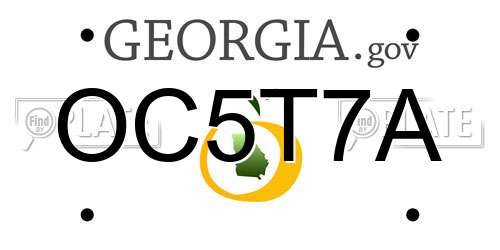 OC5T7A Georgia License Plate