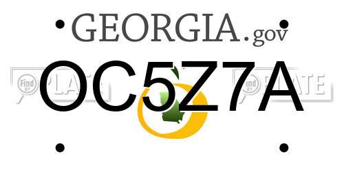 OC5Z7A Georgia License Plate