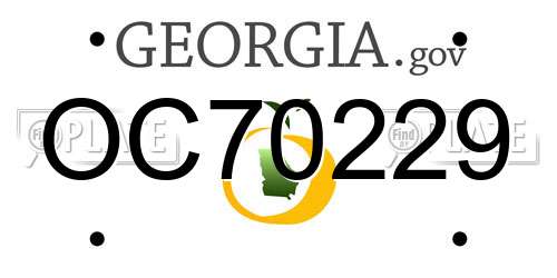 OC70229 Georgia License Plate