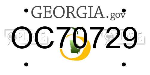 OC70729 Georgia License Plate
