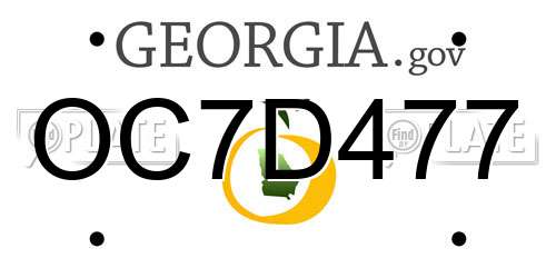 OC7D477 Georgia License Plate