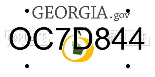 OC7D844 Georgia License Plate