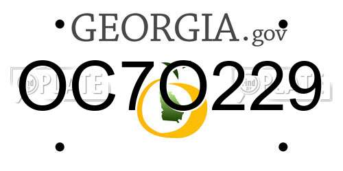 OC7O229 Georgia License Plate