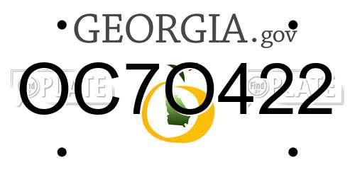 OC7O422 Georgia License Plate