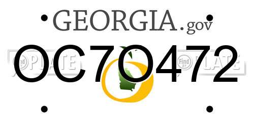 OC7O472 Georgia License Plate
