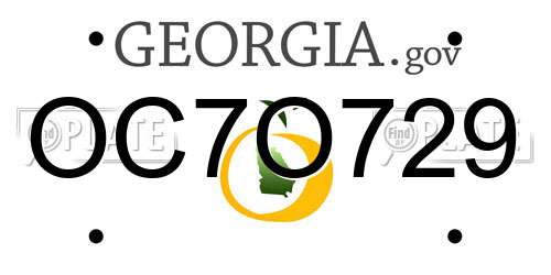 OC7O729 Georgia License Plate