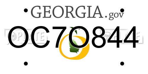 OC7O844 Georgia License Plate