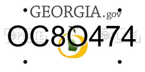 OC8O474 Georgia License Plate