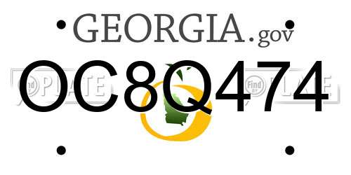 OC8Q474 Georgia License Plate
