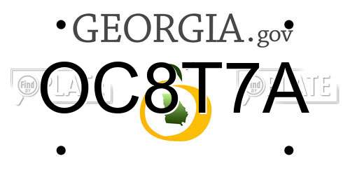 OC8T7A Georgia License Plate