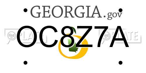 OC8Z7A Georgia License Plate
