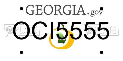 OCI5555 Georgia License Plate