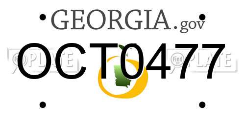 OCT0477 Georgia License Plate
