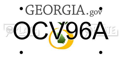 OCV96A Georgia License Plate