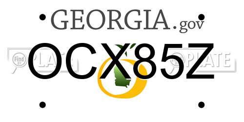 OCX85Z Georgia License Plate