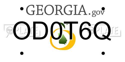 OD0T6Q Georgia License Plate