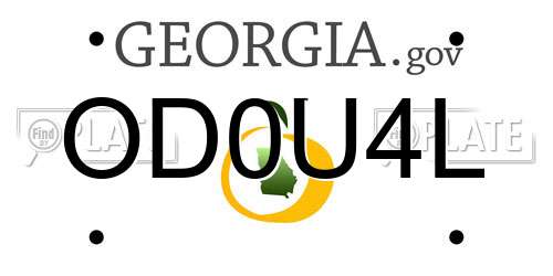 OD0U4L Georgia License Plate