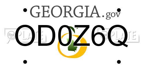 OD0Z6Q Georgia License Plate