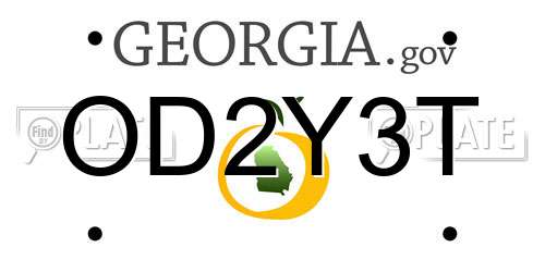 OD2Y3T Georgia License Plate