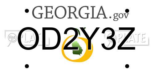 OD2Y3Z Georgia License Plate