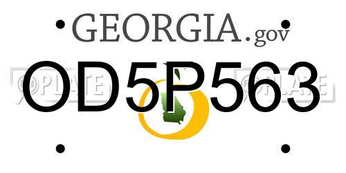 OD5P563 Georgia License Plate