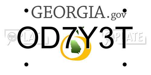 OD7Y3T Georgia License Plate